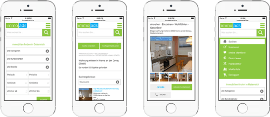 ImmoAds mobile Ansichten Smartphone