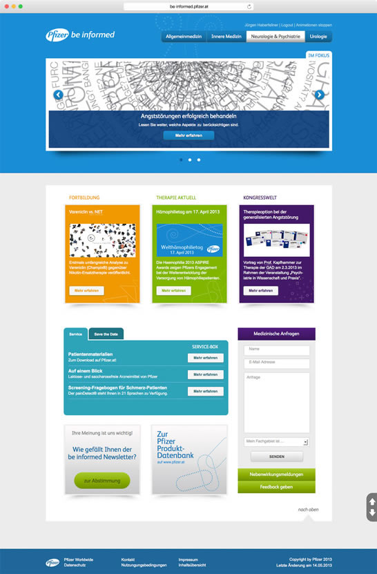 Pfizer be-informed Desktop Aktuelles