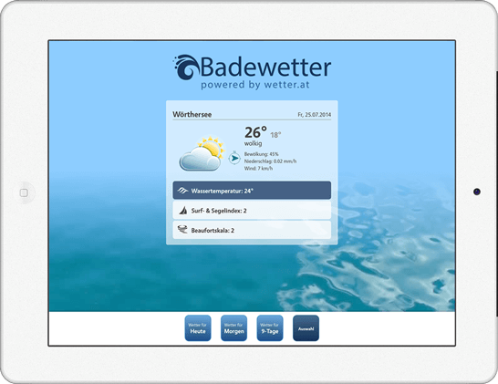 wetter.at Badewetter App für Apple iPad iOS