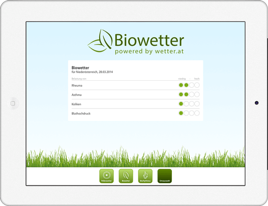 wetter.at Biowetter App für Apple iPad iOS